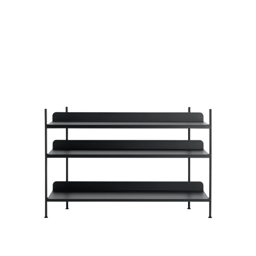 A contemporary take on the classic shelving system. Compile consists of a shelf and three heights of dividing tubes. Arrange the shelves and tubes as you please or order from the prearranged configurations.