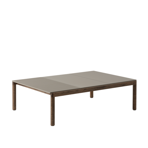 Packshot image of Muuto Couple Coffee Table - 120x84x35 - 2 Plain 1 Wavy Taupe/Dark Oiled