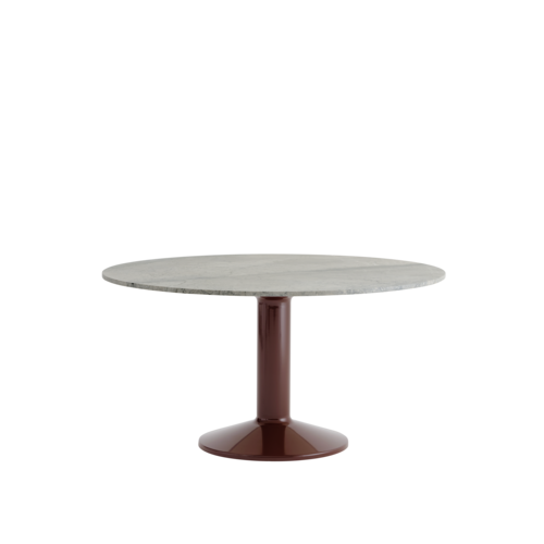 Midst Table Ø140 cm in Grey Marble & Dark Red Base