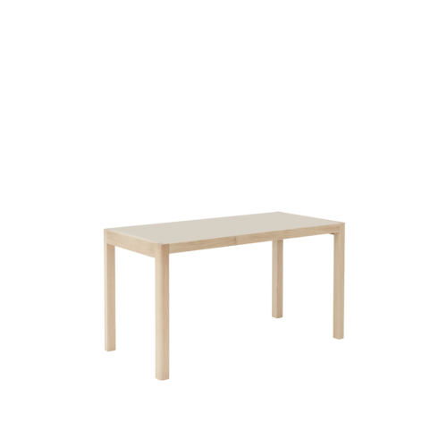 Workshop Table 130x65 cm in Oak/Warm-Grey Linoleum