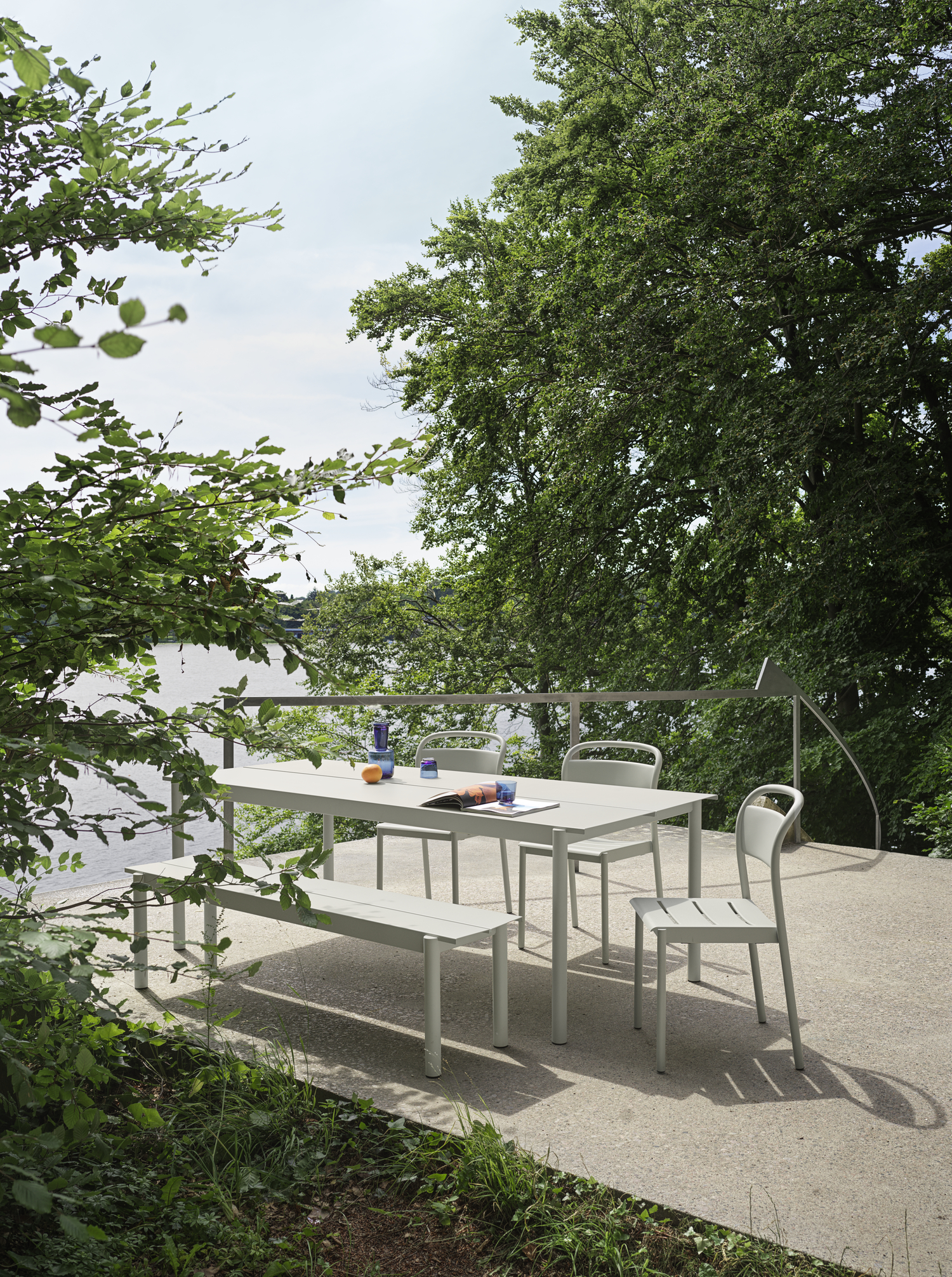 Linear Steel Side Chair | Elegant and Modern Outdoor Design
